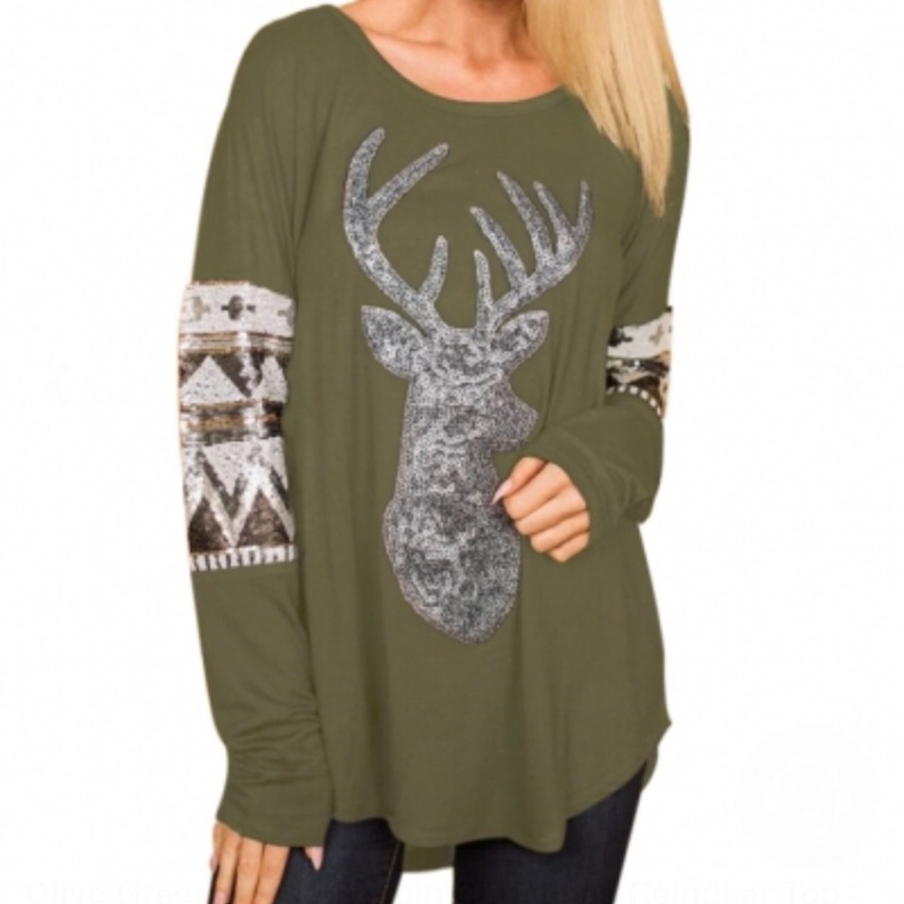 Sequin deer shirt